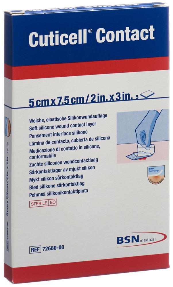 CUTICELL Contact Pansement Silicone 5x7.5cm | 5 pièces
