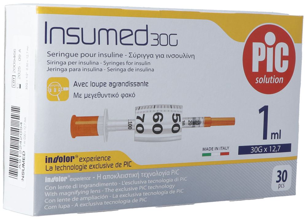 PIC INSUMED Seringue Insulin 1ml Aiguille 30 pièces | Injection Précise