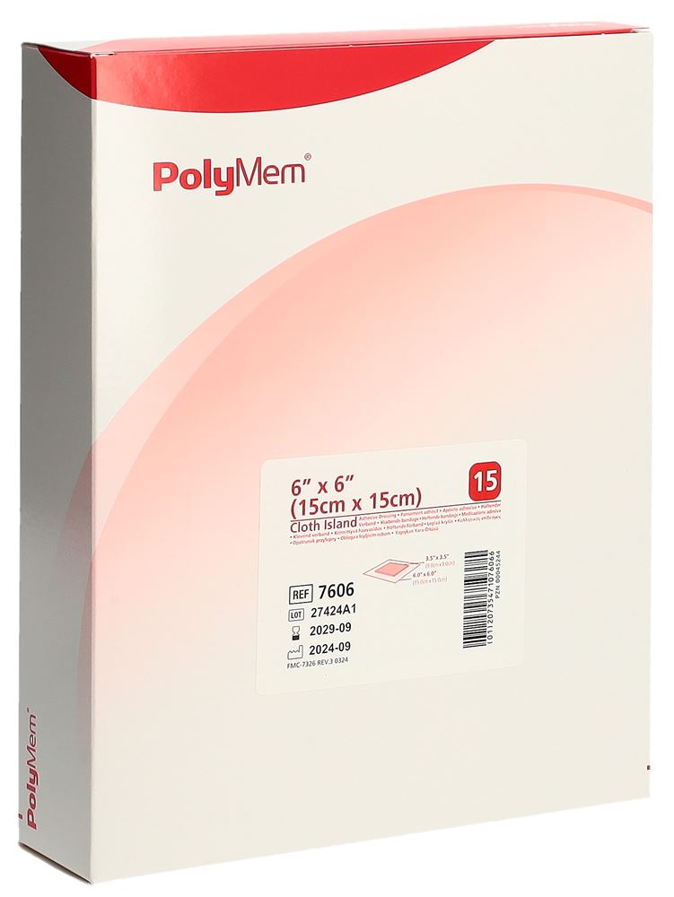 POLYMEM Pansement Adhésif 15x15cm | 15 pièces