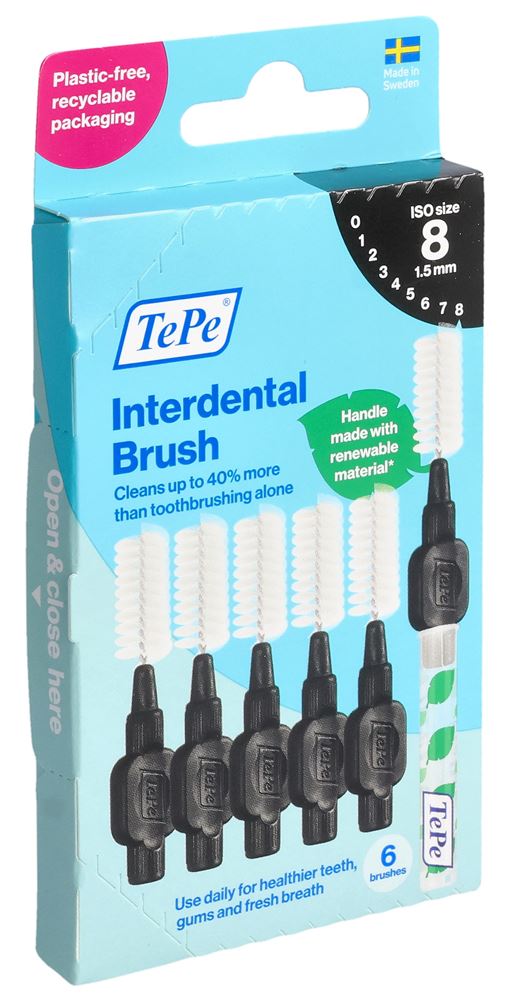 TEPE Interdental 1.5mm Noir Brossettes | 6 pièces