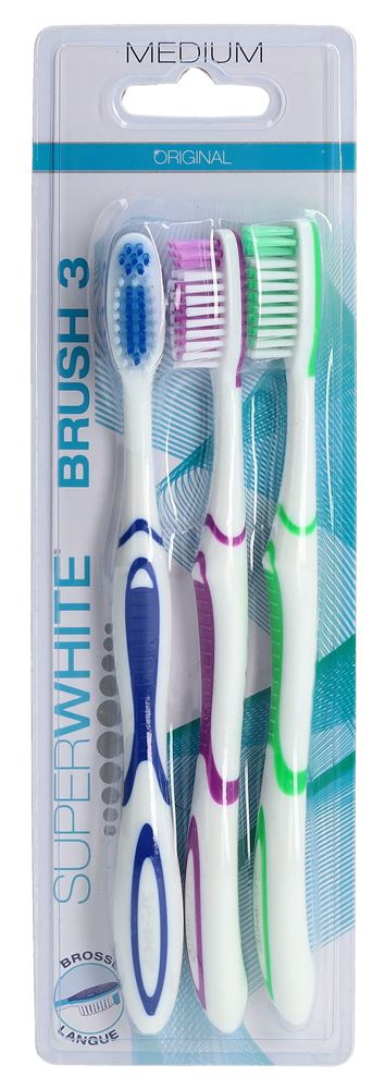 SUPERWHITE Brosse à dents Brush 3 Moyenne 3 pièces | Efficacité