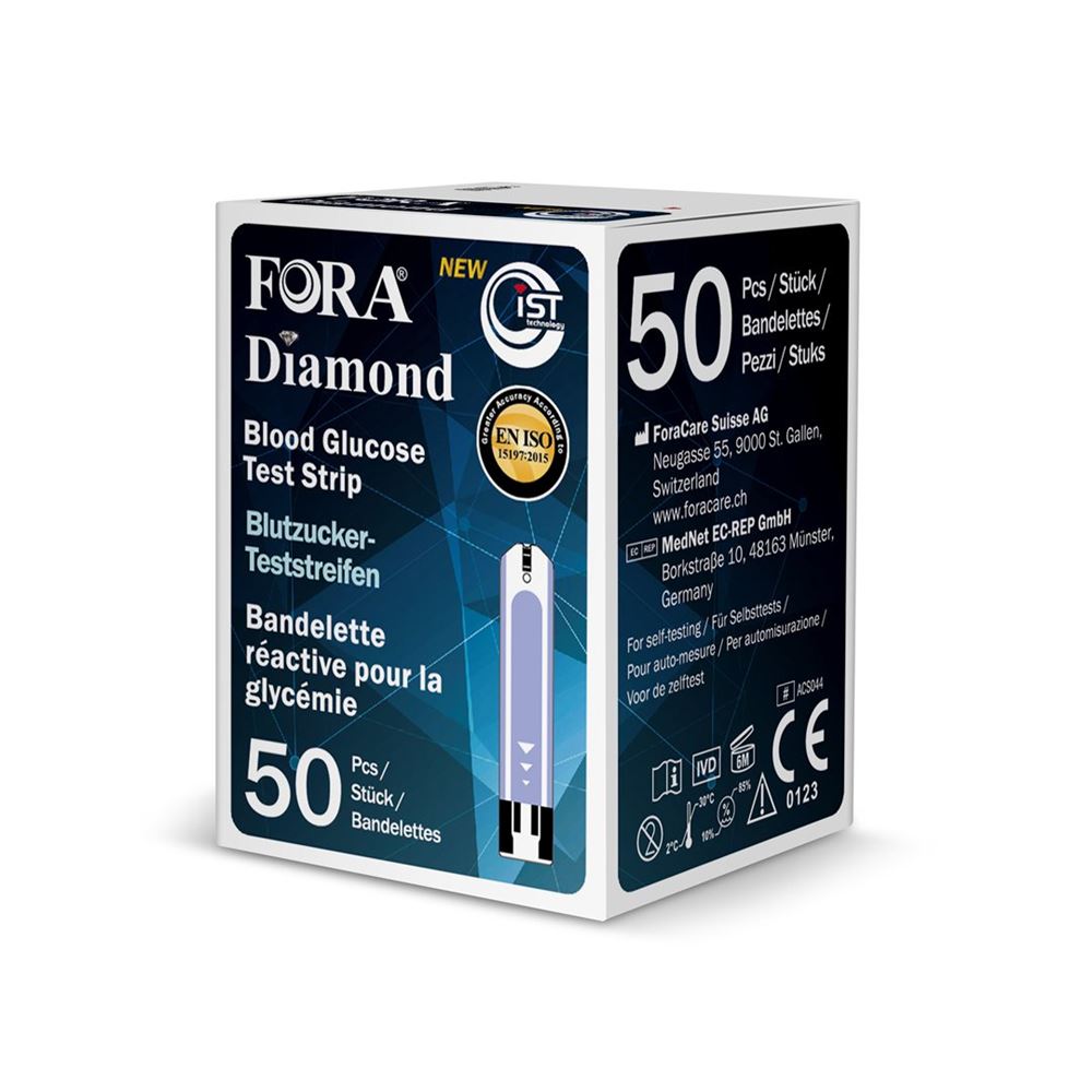 FORA Diamond Bandelettes 50 pièces | Diabète