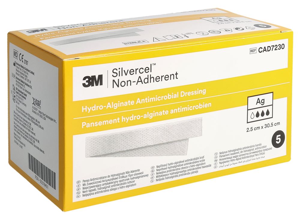 SILVERCEL NON ADHER Hydroalg. 2.5x30.5cm | 5 pièces