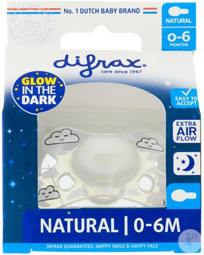 DIFRAX Nuggi Natural 0-6M Night Silicone Sucette | Bébé
