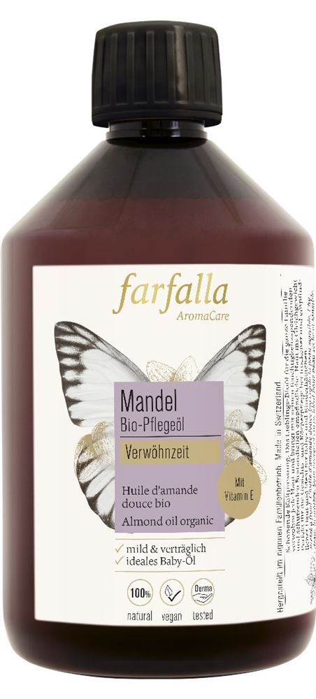 FARFALLA Huile Amande Douce Bio 500ml | Grande Taille