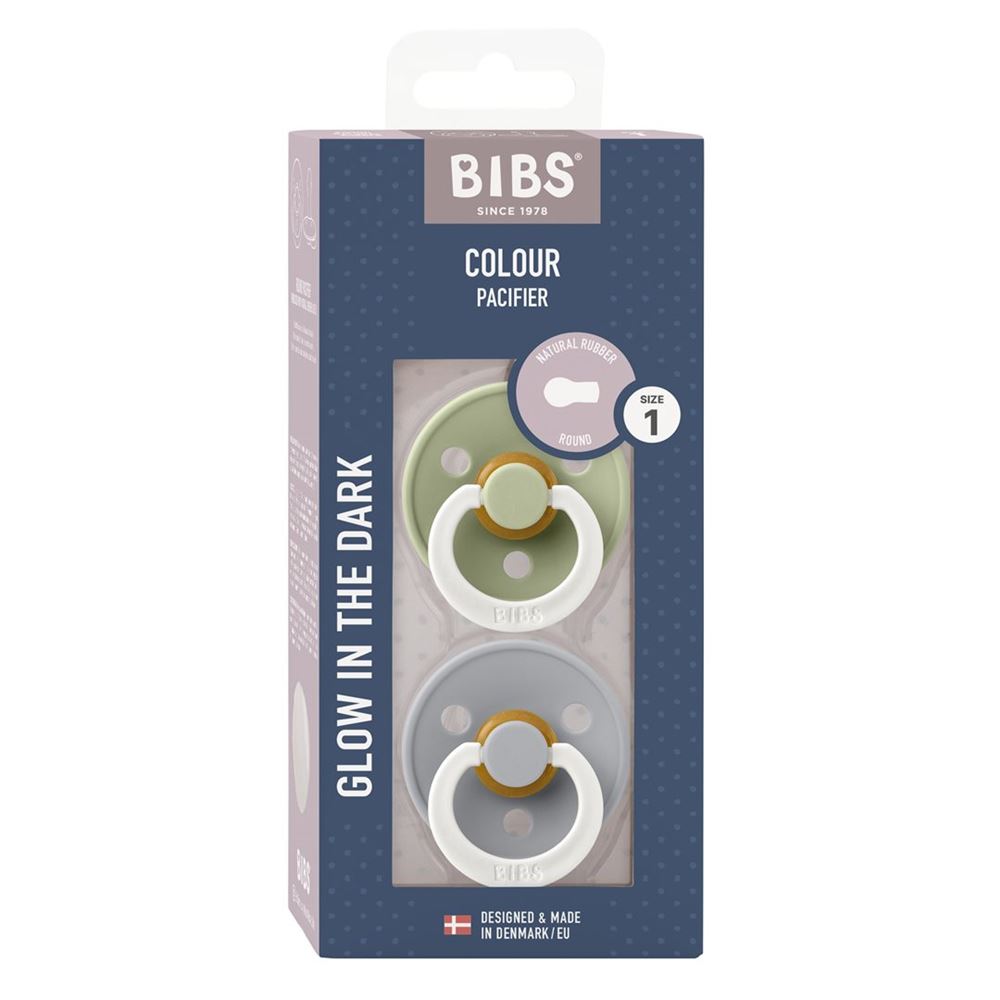 BIBS Colour Tétine Latex Ronde 0-6m Sauge/Bleu 2 pièces | Douceur