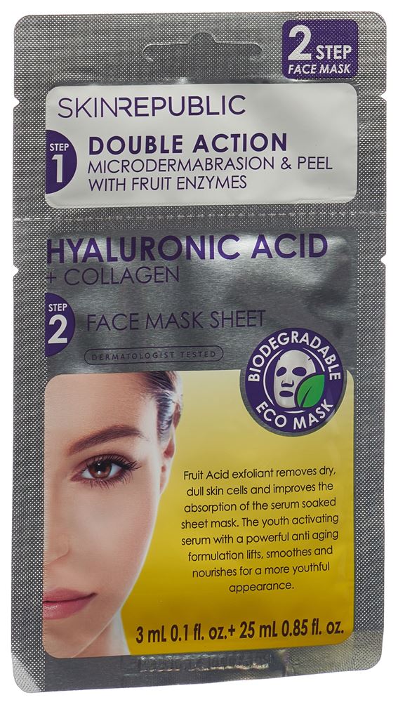SKIN REPUBLIC Masque 2 Étapes Hyalur Acid+Collag 25ml | Hydratation