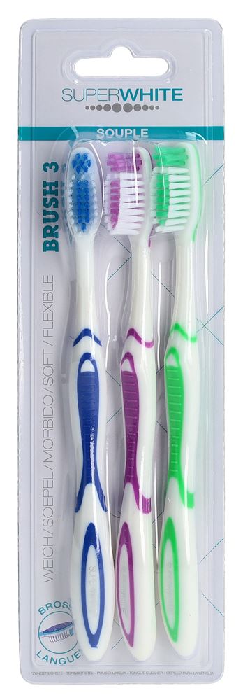 SUPERWHITE Brosse à dents Brush 3 Souple 3 pièces | Douceur
