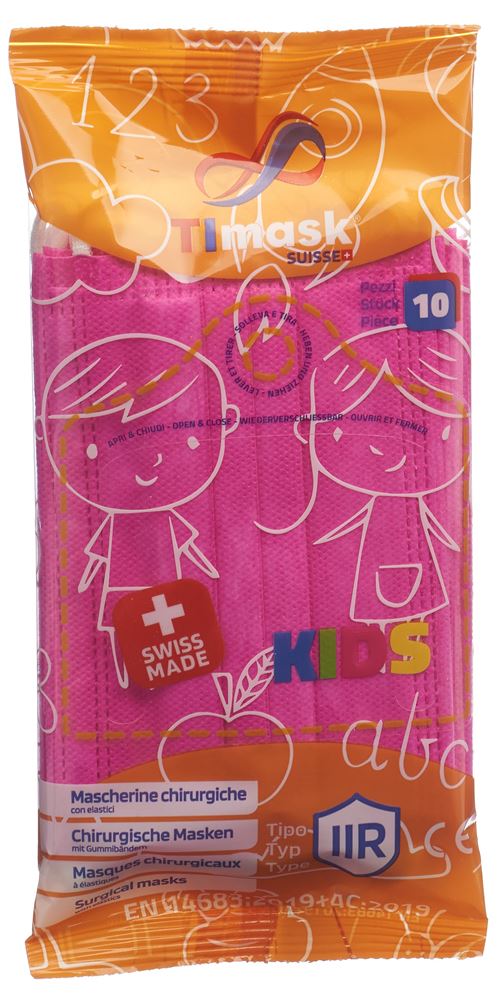 TIMASK Masque KIDS Fuchsia 10 pièces | Jet Médical