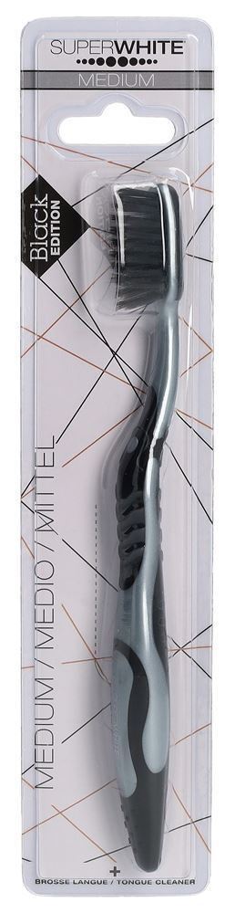 SUPERWHITE Brosse à dents Black Edition Moyenne | Nettoyage