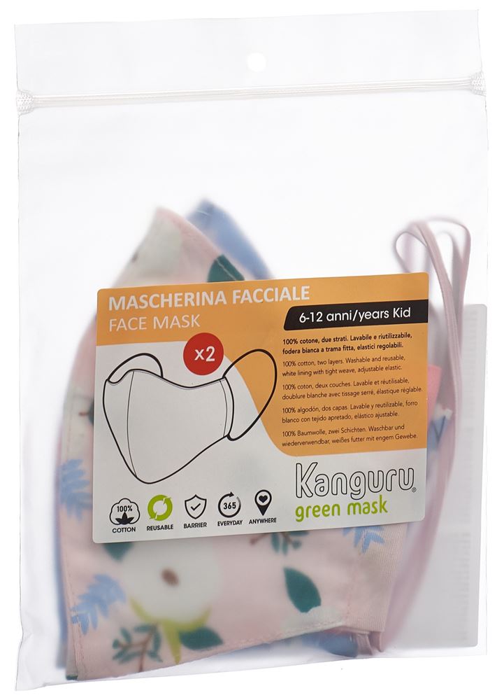 KANGURU GREEN Masque Floral Filles 2 pièces | Douceur