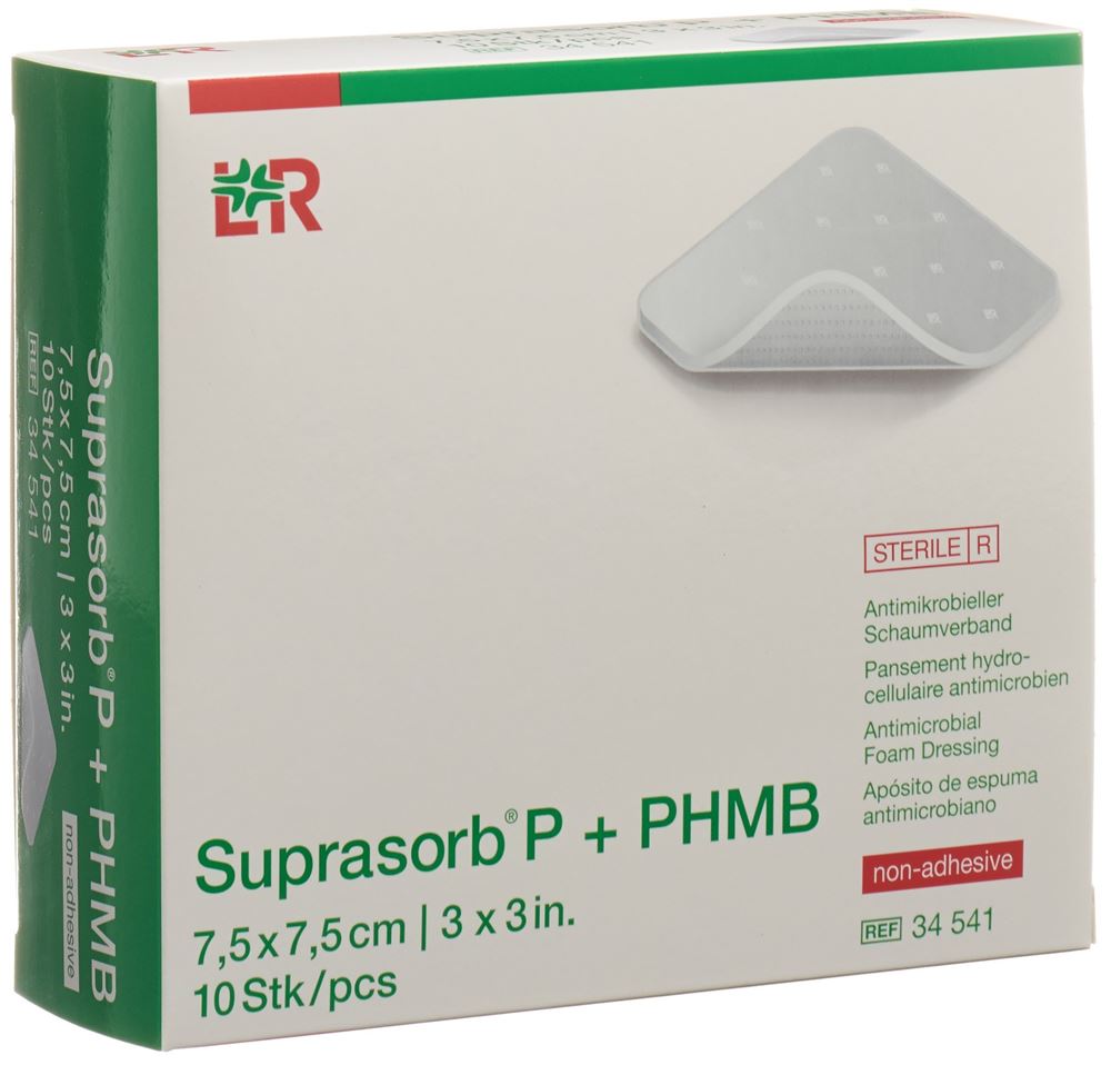 SUPRASORB P+PHMB Pansement Mousse 7.5x7.5cm | 10 pièces