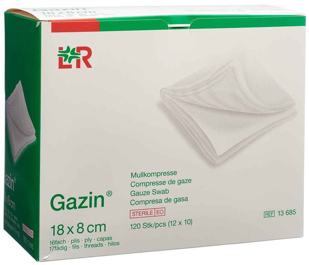 GAZIN Set 10 Longuet 8x18cm 16fach Typ17 st 12 pièces | Soins Médicaux