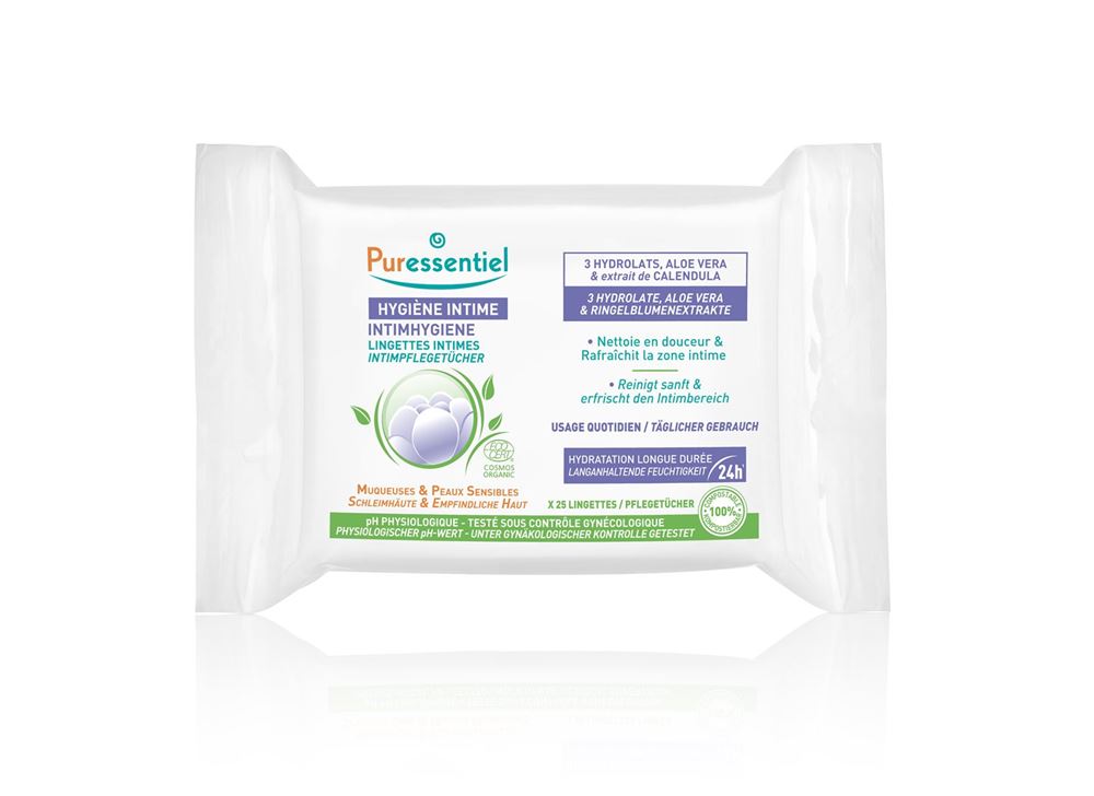 PURESSENTIEL Lingettes Intimes 25 pièces | Fraîcheur