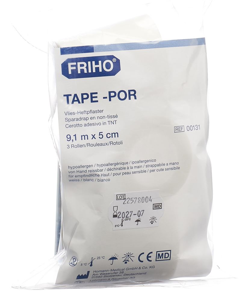 FRIHO-POR Vlies-Heftpflaster 5cmx9.1m 3 Stk | Pansement