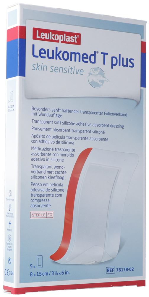 LEUKOMED T plus skin sensitive 8x15cm | 5 pièces