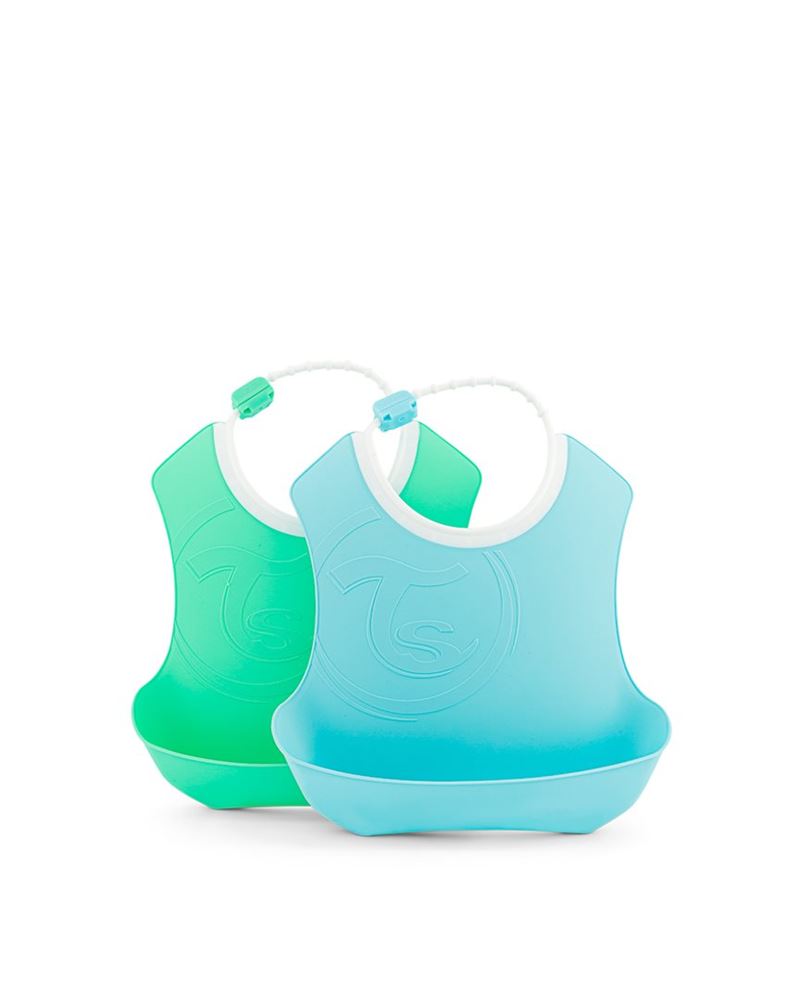 TWISTSHAKE Bavette 4M+ Bleu Vert 2 pièces | Protection repas