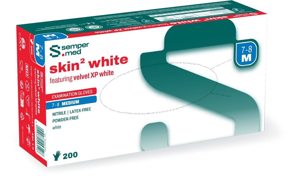 SEMPERMED skin2 Gants M Blanc | Confort &amp; Douceur 200 pièces