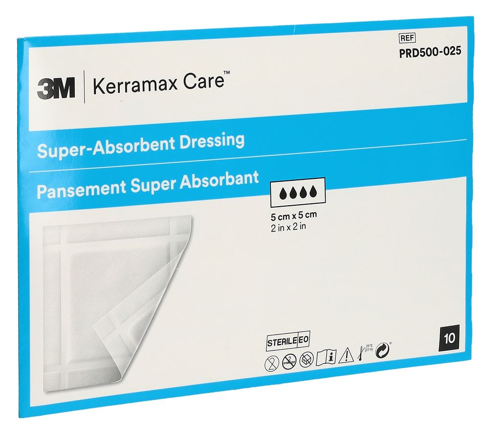 3M KERRAMAX Pansement Super Absorbant 5x5cm 10 pièces | Absorption Forte