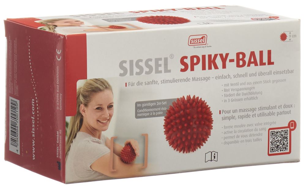 SISSEL Spiky-Ball Massage 9cm 2 pièces | Rouge