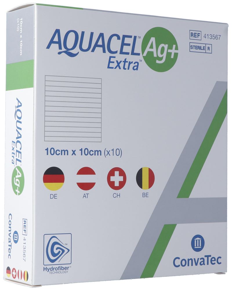 AQUACEL Ag+ Extra Compresse 10x10cm | 10 pièces