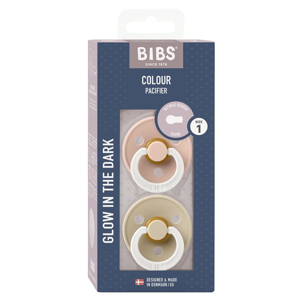 BIBS Colour Tétine Latex Ronde 0-6m Bleu/Vanille 2 pièces | Douceur