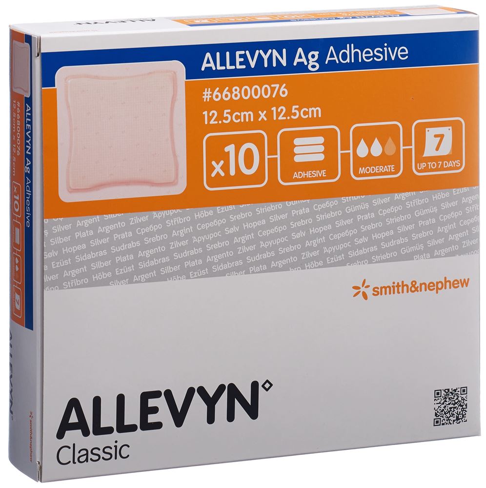 ALLEVYN AG ADHESIVE Compresse 12.5x12.5cm 10 pièces | Absorption