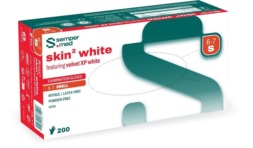 SEMPERMED skin2 Gants S Blanc | Confort &amp; Douceur 200 pièces