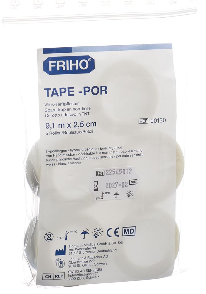 FRIHO-POR Vlies-Heftpflaster 2.5cmx9.1m 5 Stk | Pansement