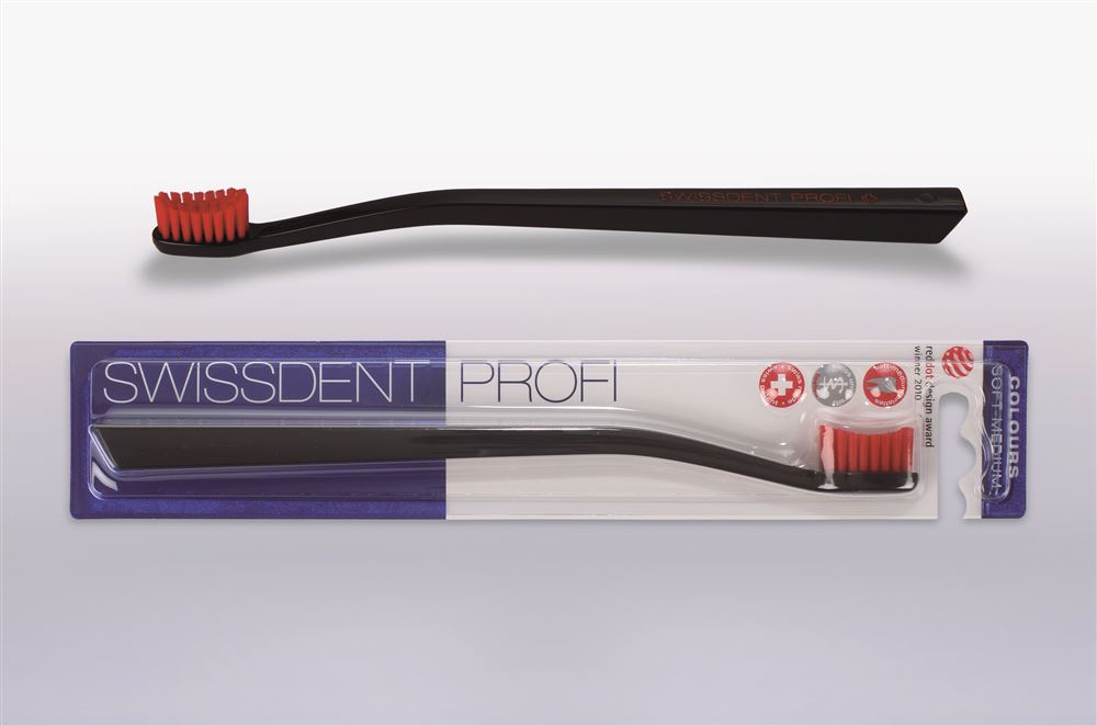 SWISSDENT Colours Brosse à dents | Noir/rouge soft-med