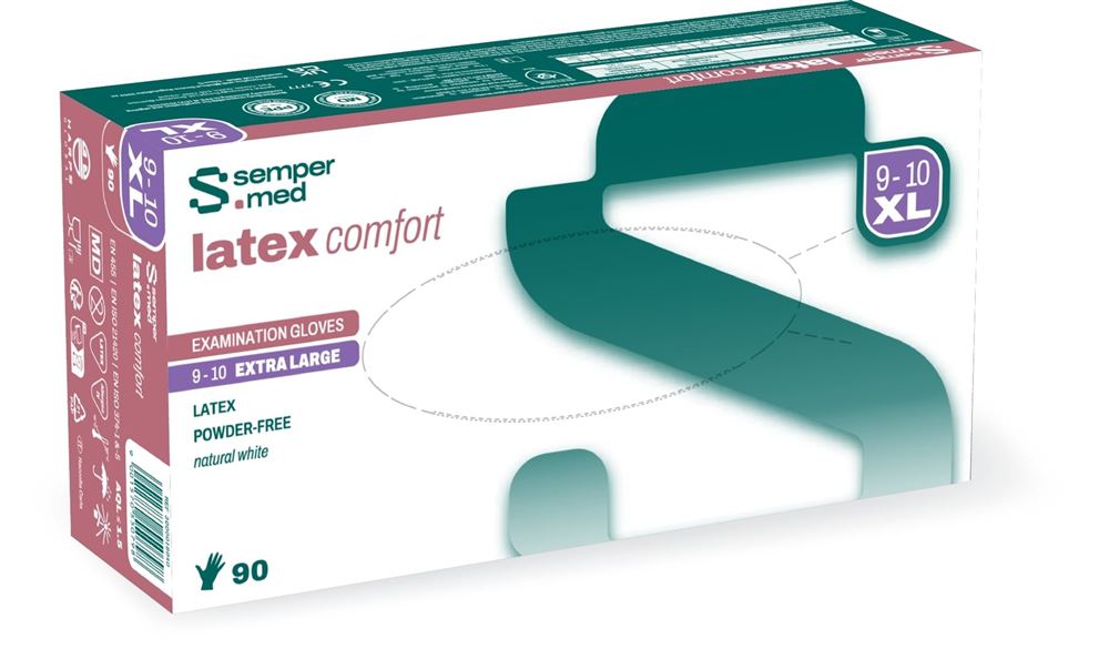 SEMPERMED latex comfort XL Gants | 90 pièces