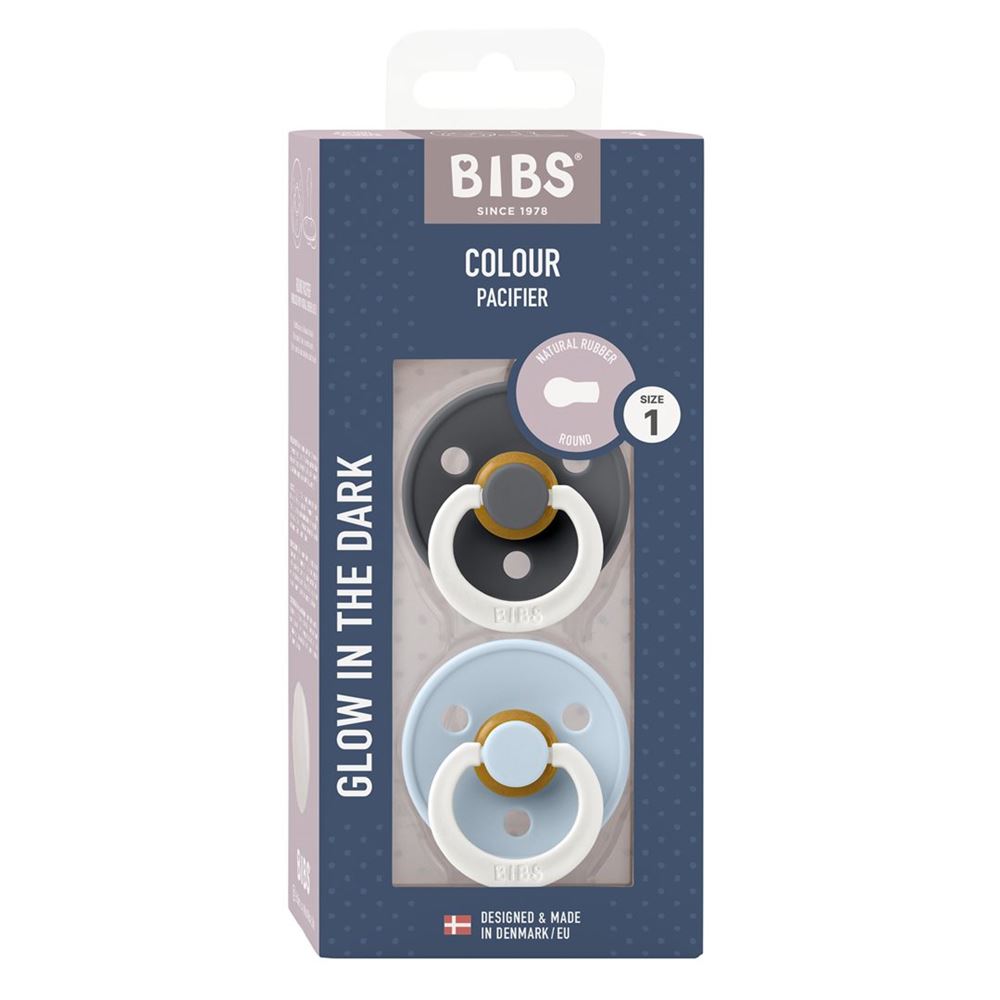 BIBS Colour Tétine Latex Ronde 0-6m Fer/Bleu 2 pièces | Douceur