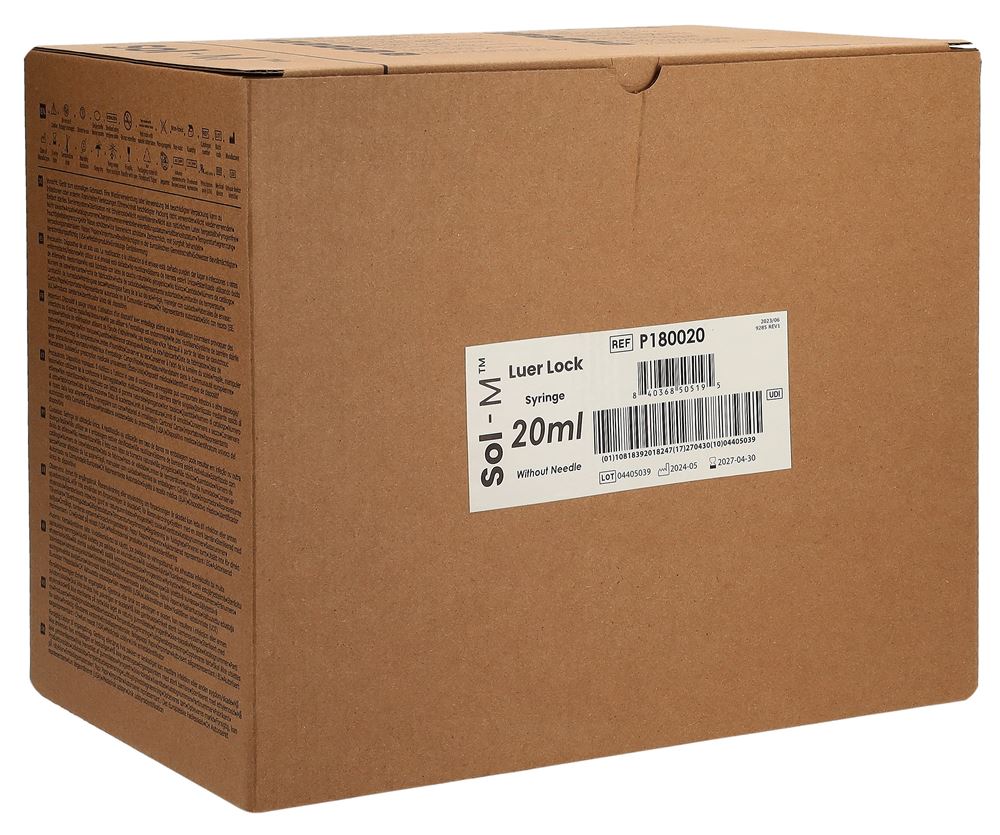 SOL-M Seringue Luer Lock 20ml | 100 pièces