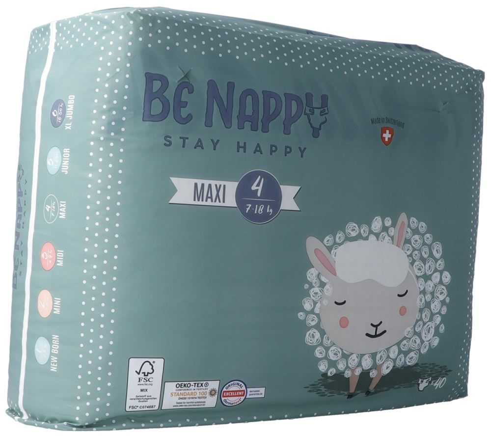BE NAPPY Couches Gr4 7-18kg Maxi 40 pièces | Sécurité