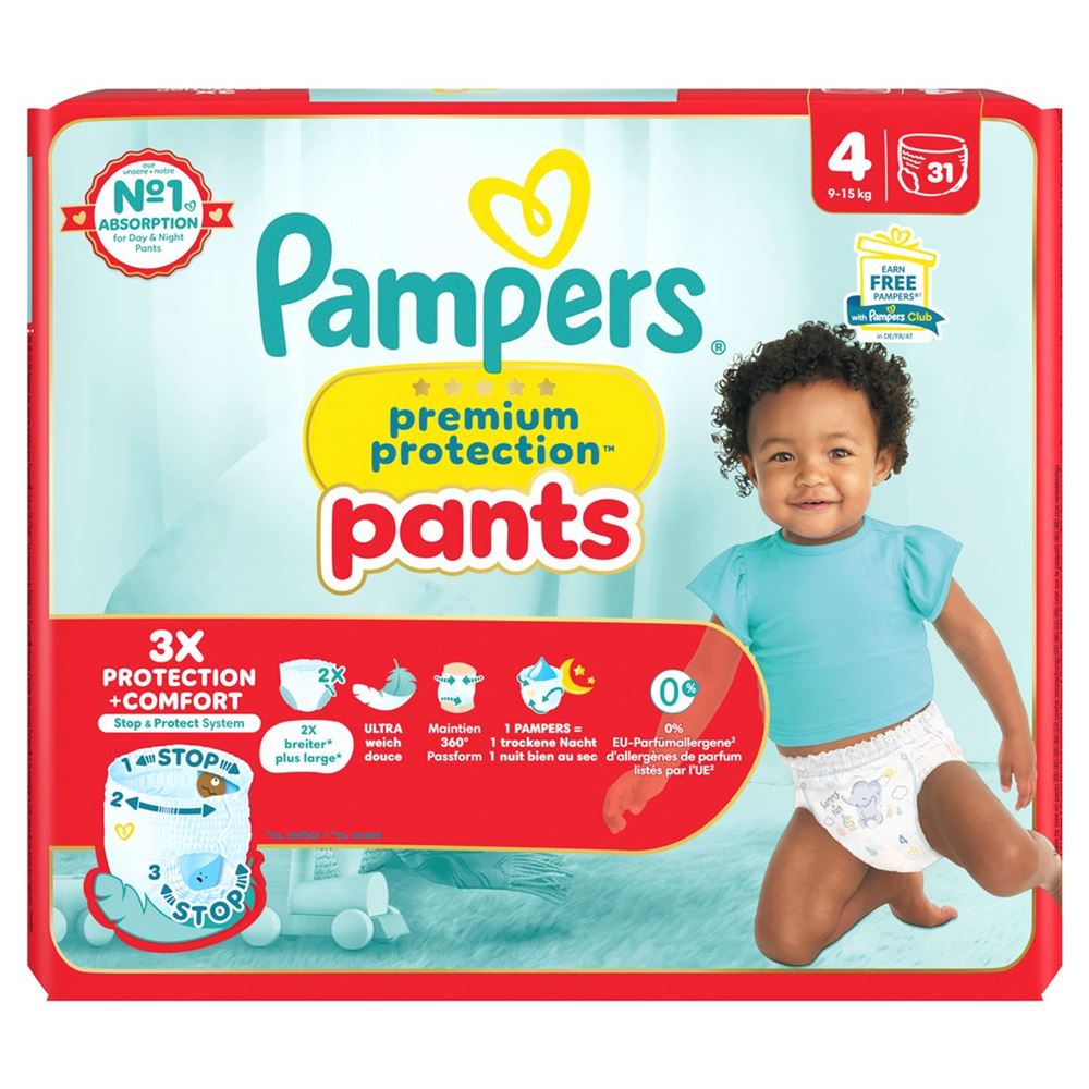 PAMPERS Prem Prot Pan Gr4 Couches 31 pièces | Économie