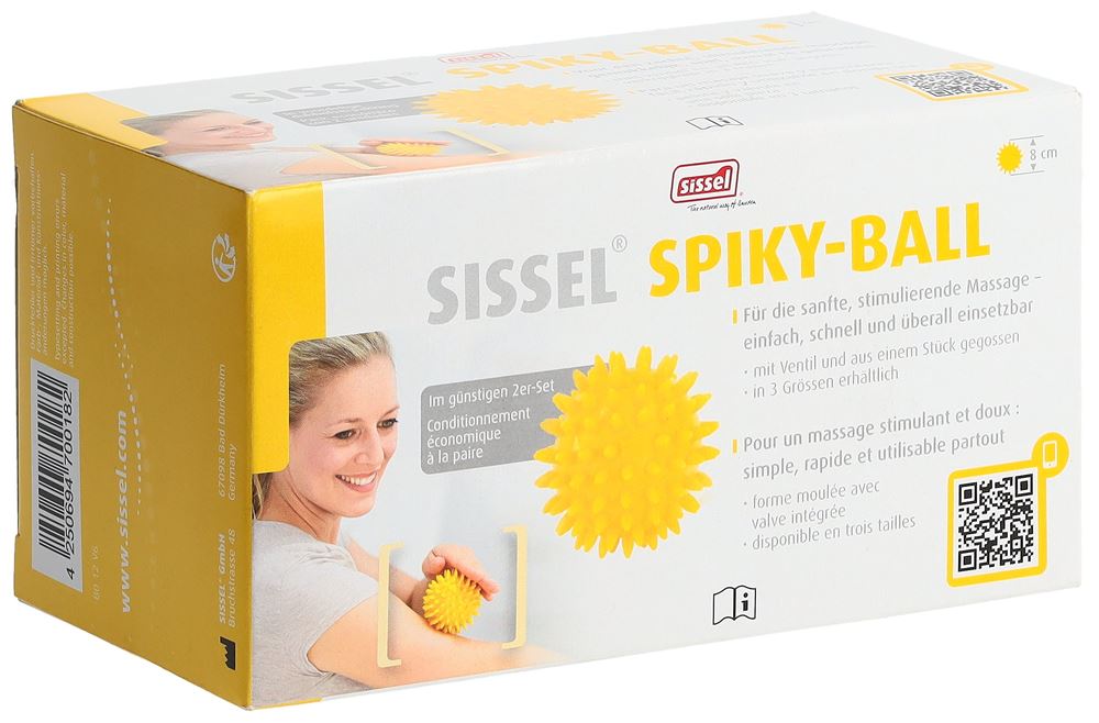 SISSEL Spiky-Ball Massage 8cm 2 pièces | Jaune