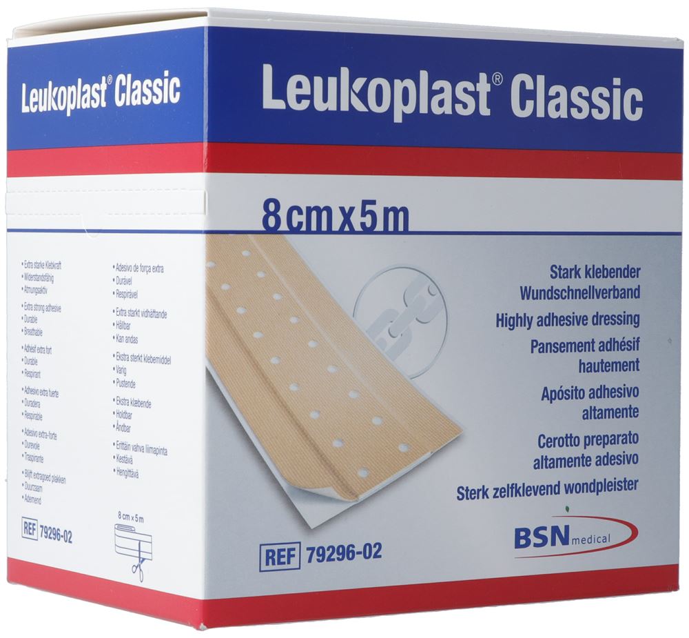 LEUKOPLAST Classic Bande 8cmx5m | Rouleau