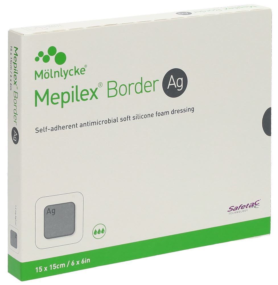 MEPILEX Ag Border Pansement Hydrocellulaire 15x15cm | 5 pièces