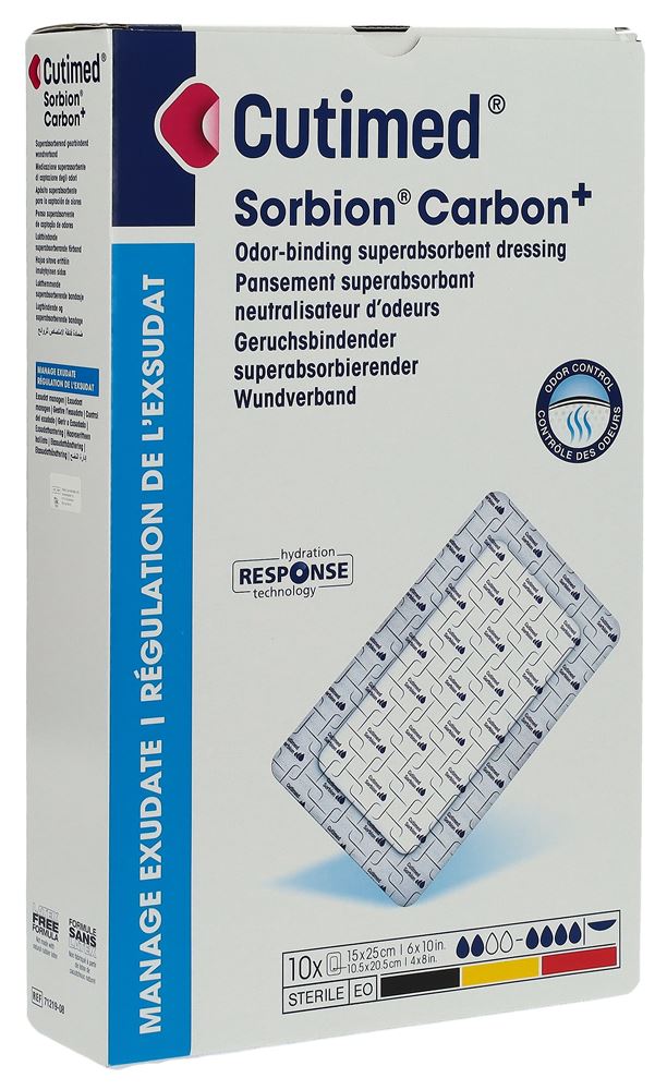 CUTIMED Sorbion Carbon+ Pansement 15x25cm | 10 pièces