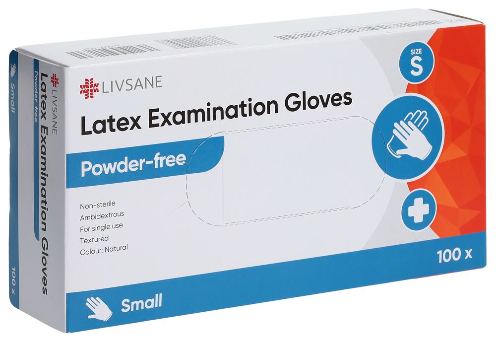 LIVSANE Gants Latex S Non Poudrés 100 pièces | Examen