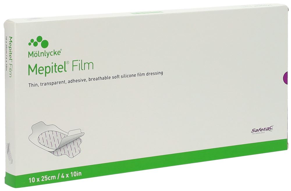 Mölnlycke MEPITEL Film Safetac Pansement 10x25cm | 10 pièces