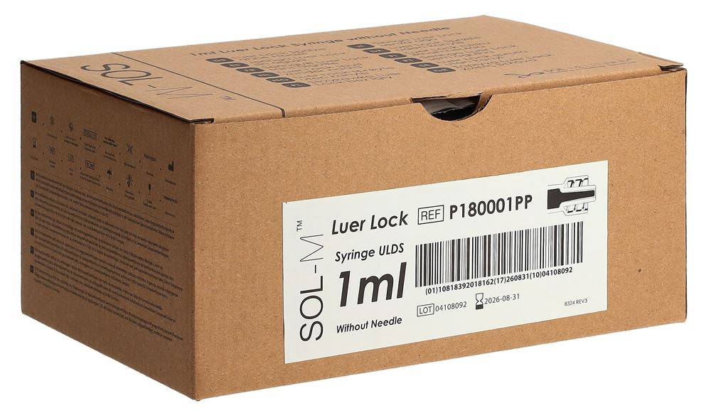 SOL-M Seringue PP Luer Lock 1ml | 100 pièces