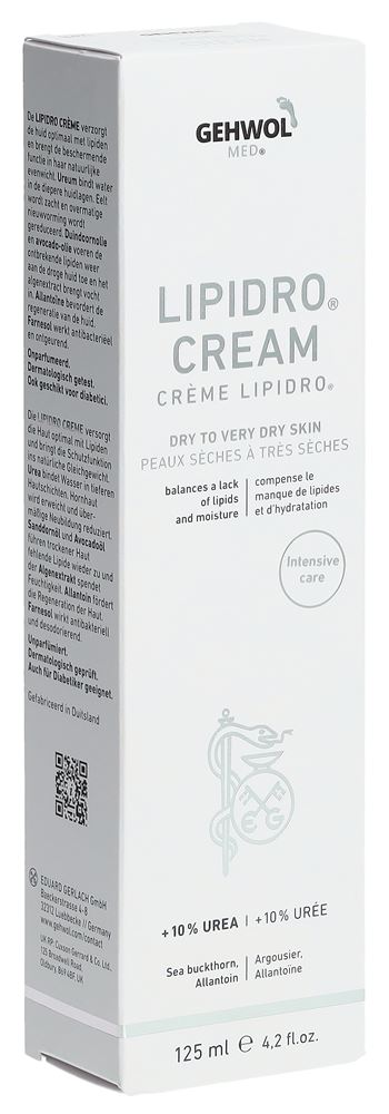 GEHWOL MED Lipidro Crème 10% Urée 125ml | Hydratation Intense