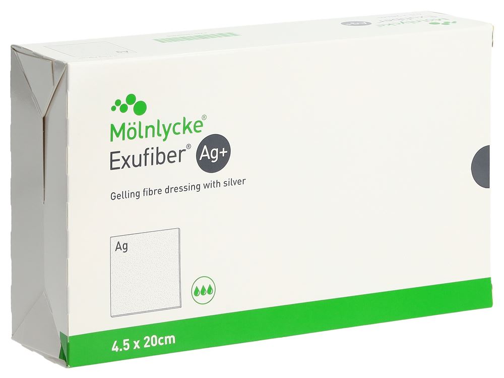 EXUFIBER Ag+ Pansement 4.5x20cm | 10 pièces