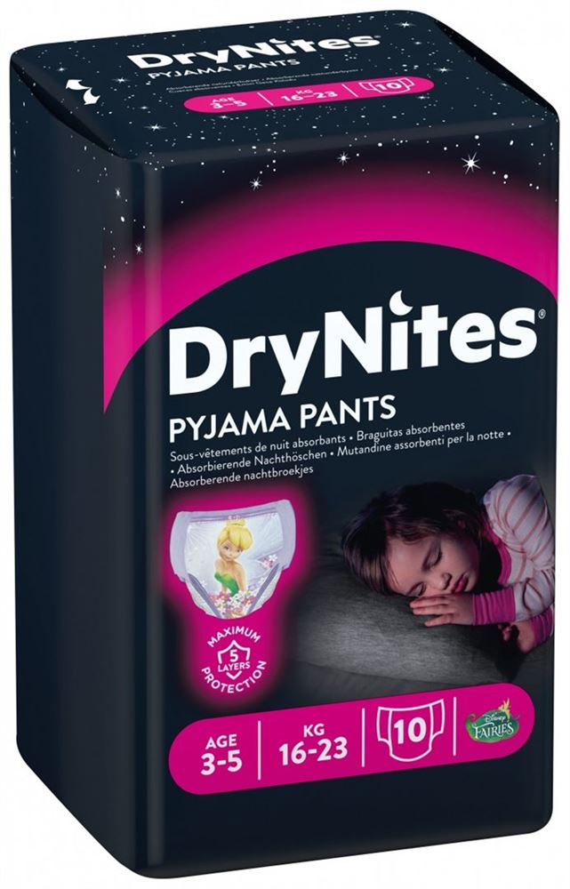 HUGGIES DRYNITES Culottes Nuit S 12-21kg Fille 3-4ans 10 pièces | Nuit Sèche