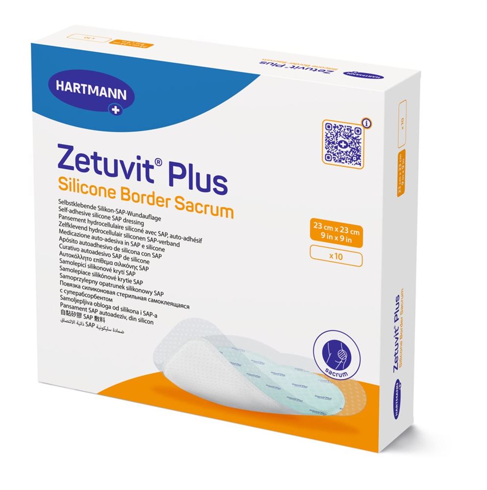 ZETUVIT Plus Silicone Border Sacrum 23x23cm | 10 pièces