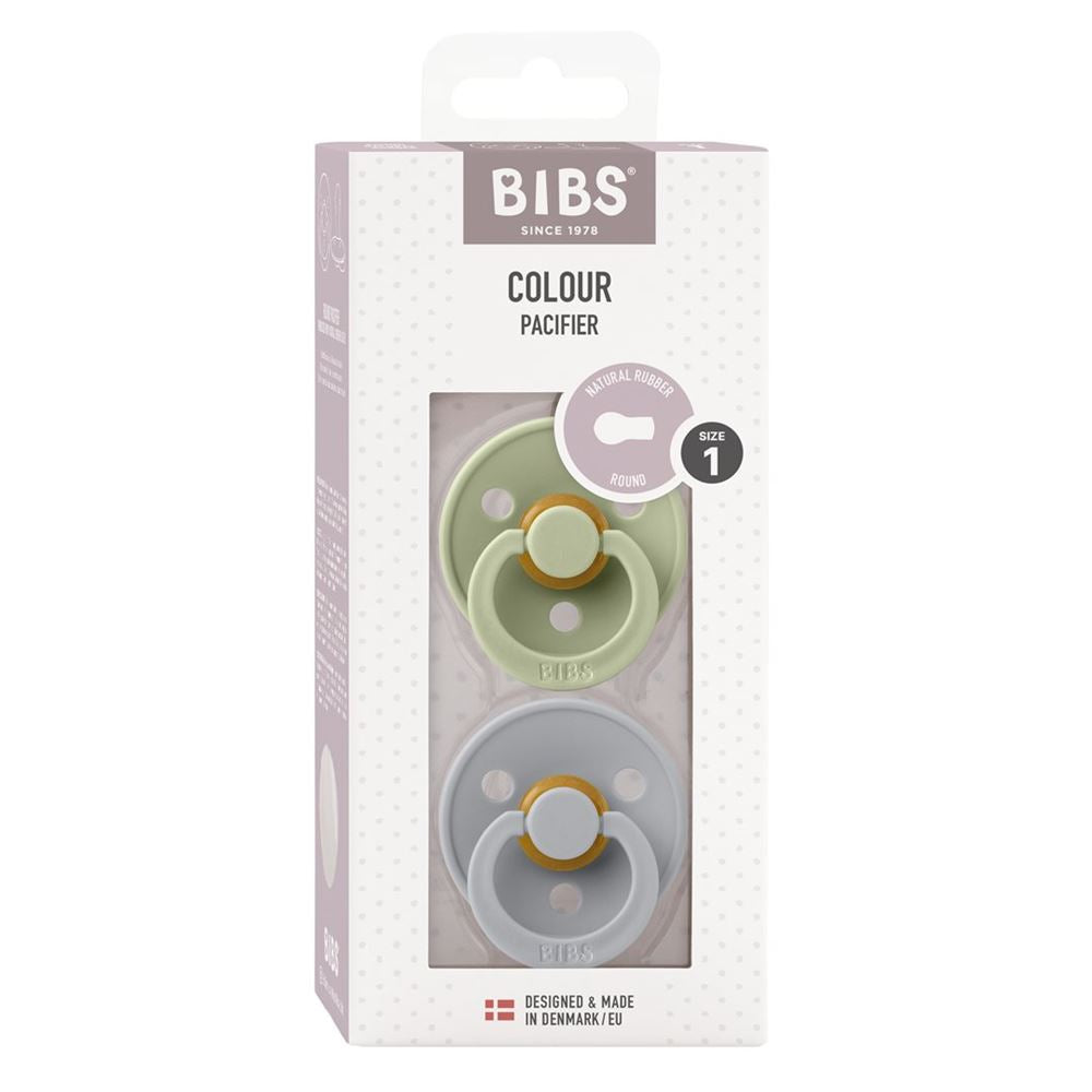 BIBS Colour Tétine Latex Ronde 0-6m Sauge Cloud 2 pièces | Douceur