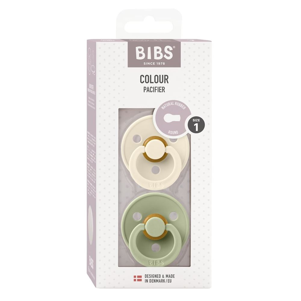 BIBS Colour Tétine Latex Ronde 0-6m Ivoire Sauge 2 pièces | Douceur