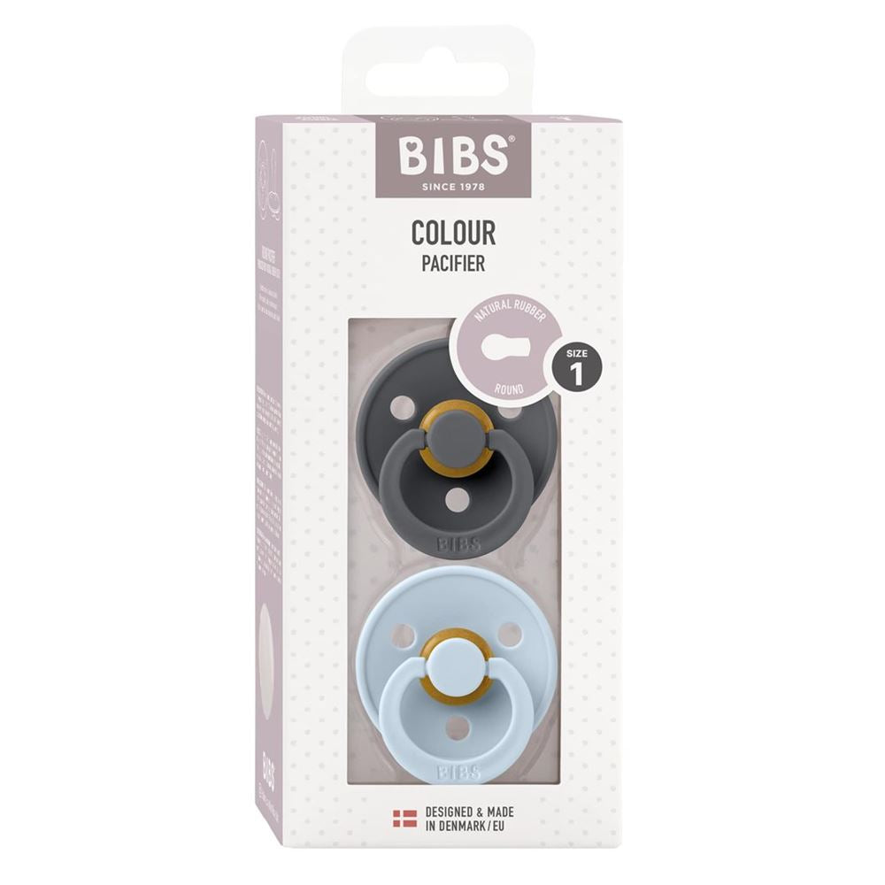 BIBS Colour Tétine Latex Ronde 0-6m Fer/Bébé Bleu 2 pièces | Douceur
