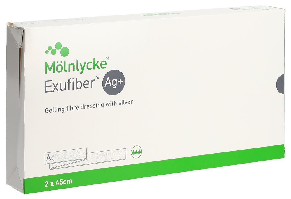 EXUFIBER Ag+ Pansement 2x45cm | 5 pièces